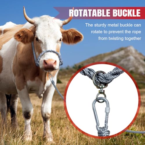 La La Pet Adjustable Cattle Halter Hand Braided Livestock Leading Rope Farm Training Supplies Handling Equipment for Calf Cows Horses Donkeys Goats Foals 0.47Inch Collar - size: 0.47"Collar