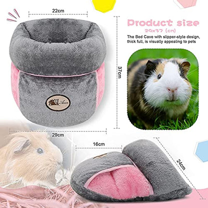 YUEPET Guinea Pig Bed, Warm Fleece Slipper-Shaped Cuddle Cave, Grey - color: Grey, size: 1PCS