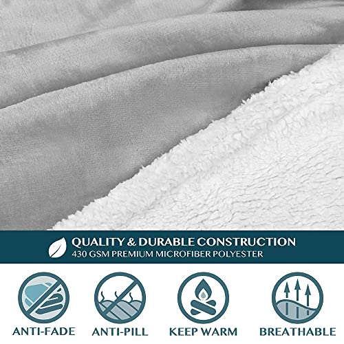 PAVILIA Sherpa Wearable Blanket with Sleeves and Pocket, Plush Thick Cozy Body Blanket Wrap for Adult Women Men, Christmas Gift for Wife Mom, Light Grey - color: Light Gray