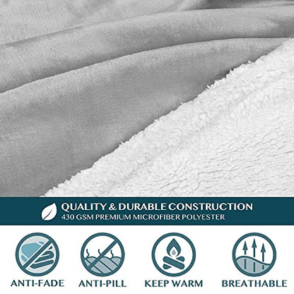 PAVILIA Sherpa Wearable Blanket with Sleeves and Pocket, Plush Thick Cozy Body Blanket Wrap for Adult Women Men, Christmas Gift for Wife Mom, Light Grey - color: Light Gray