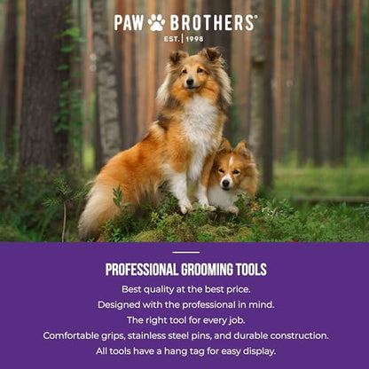 Ryan's Pet Supplies Paw Brothers Hard Pin Curved Back Slicker Brush for Dogs, Professional Grade, Stainless Steel Pins, Ergonomic Handle, Dematt and Detangle, Large, 4.5 in. - size: Large 4.5 in
