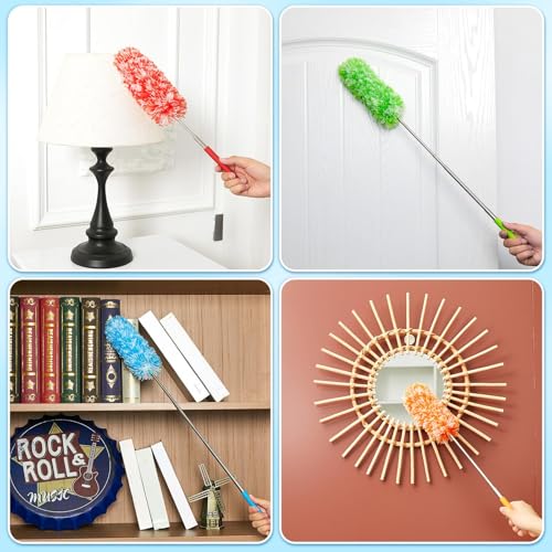 Tanlade 12 Pcs Microfiber Feather Dusters for Cleaning, Bright Color - color: Bright Color