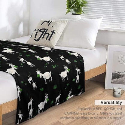 Goat Fleece Throw Blanket for Couch Adults Teens 50" X 60" - color: Goat, size: 50x60 inch