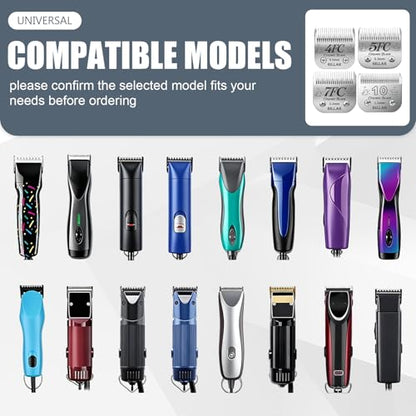 BILLAR® Size 10/7FC/5FC/4FC Detachable Pet Dog Grooming Clipper Ceramic Blades Set,Compatible with Andis,Oster A5,Wahl KM10 Series Clippers,Cut Length 1/16"(1.5mm) to 3/8"(9.5mm),4 Pack - size: 10+7FC+5FC+4FC