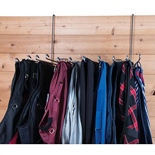 Pro Series Swing Arm Blanket and Saddle Pad Rack | Efficient Organization & Drying | Expansive Capacity up to 12 Items | Dual-use, Home or On-the-Go | Durable Gray Armor Coated Steel