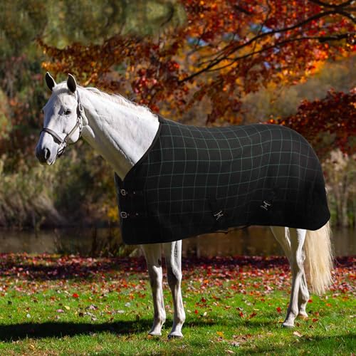 Equinavia Luftig Waffle Cooler | 100% Cotton - Black/Hunter Green - 68 in - color: Black/Hunter Green, size: 68 in