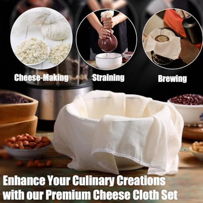 25 Pcs Cheese Cloths, SGS Tested 100% Unbleached Cotton, 20x20 Inch Grade 100 Reusable Cheese Cloth With Ultra-Fine Mesh, Reusable Muslin Cheesecloth for Straining,Juicing,Cooking Turkey, Baking - color: 25 Pcs