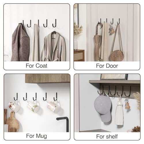 10-Pack 22LB Wall Hooks for Hanging Towel/Coat, Black - color: Black, size: 10 Pack