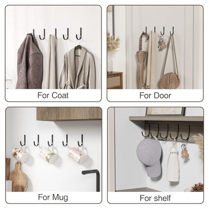 10-Pack 22LB Wall Hooks for Hanging Towel/Coat, Black - color: Black, size: 10 Pack