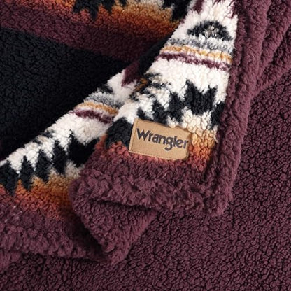 Wrangler - Blanket, Super Soft Bedding with Sherpa Reverse, Yellowstone Inspired Throw Blanket for Couch or Bed (Mountain Fog Brown, 50" x 70") - color: Mountain Fog Brown