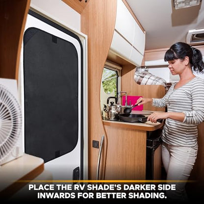 EcoNour RV Door Window Shade 2 Pack| Trailer RV Skylight - color: Black, size: Medium