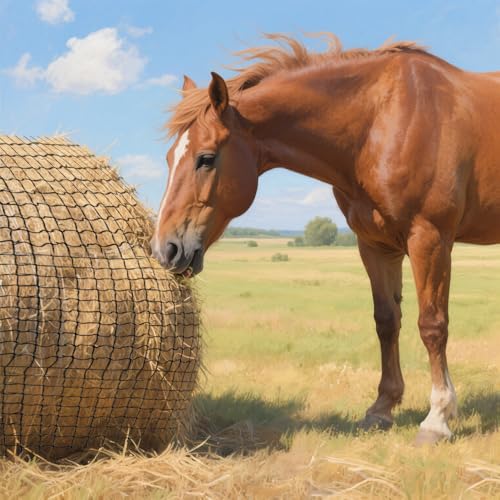 Round Bale Hay Net 5x5ft LargeRound Bale Hay Nets for Horses HeavyDuty Slow Feed Hay Net Black KnotlessDesign for Horse, Cattle, Goat