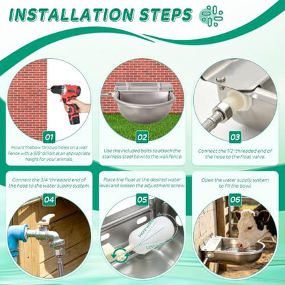 Automatic Livestock Waterer Bowl,304 Stainless Steel Float Valve Pet Bowl