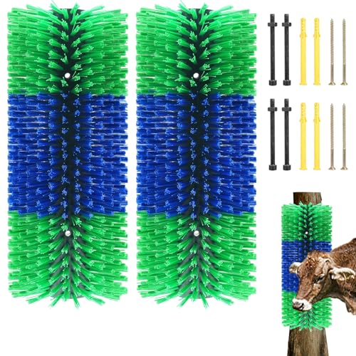2 Pcs Livestock Scratching Brush, Cow Scratcher Brush Horse Brushes, Relieve Itching on the Back of Livestock, Full Massage Grooming Brush Kit With 6 Screws for Horses, Cow, Goat, Cattle, Sheep, Pigs
