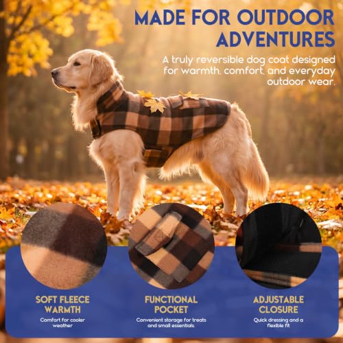 ASENKU Reversible Dog Winter Coat, Dog Jacket for Small Medium Large Dogs - color: Coffee, size: X-Small