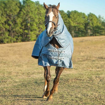 Jeffers Poplar Head Refuge 1200 Denier Turnout Blanket, Hamilton Blue, 87" – Waterproof & Breathable Horse Blanket, 240g Insulation, Adjustable Fit for Comfort & Safe Use, Durable Design - size: 87 in
