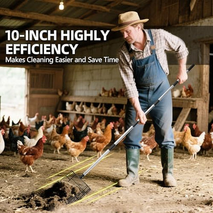 PUPTECK Large Chicken Poop Scooper - Adjustable Long Handle Poop Scooper with Deep Shovel, Detachable Heavy Duty Shovel Multifunctional Chicken Cleaning Tool Coop Accessories(23"-68") - size: XL(Length 23"-68", Width 10")