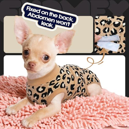 FUAMEY Dog Surgery Recovery Suit, Soft Breathable Neuter Suit for Male Dogs - color: Brown Leopard, size: Xs(back:8.3-11.4in,wt:4-7lbs)