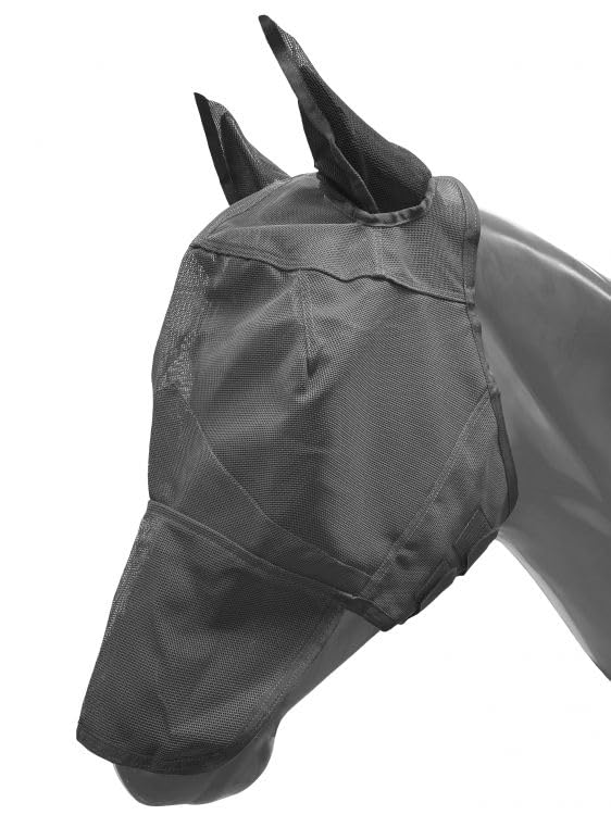 Showman Pony Long Nose Mesh Rip Resistant Fly Mask w/Ears - color: Gray