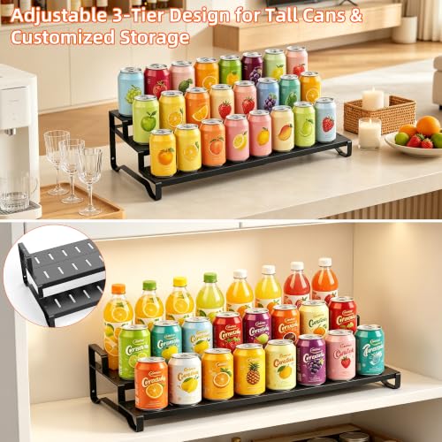 Expandable Can Organizer for Pantry, 3-Tier Adjustable Metal Can Rack - size: 3 Tier*1
