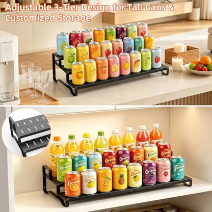 Expandable Can Organizer for Pantry, 3-Tier Adjustable Metal Can Rack - size: 3 Tier*1