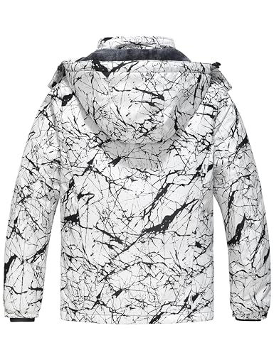 wantdo Women Hardshell Waterproof Windproof Insulated Ski Trekking Jacket - color: Black & White Flora, size: Large