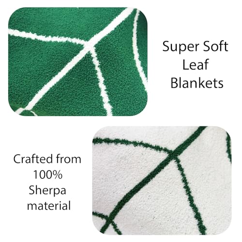 Leaf Sherpa Blanket Large – Soft Throw for Sofa & Bed - size: Large