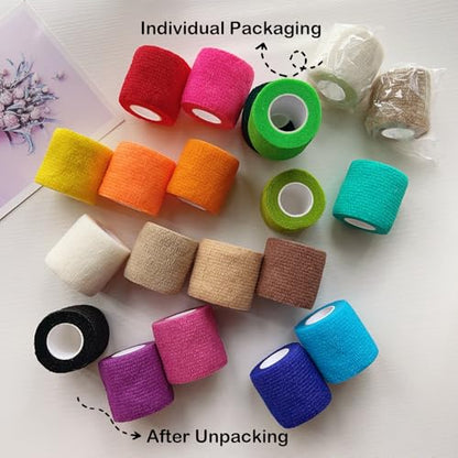 36 PCS Self Adhesive Bandage Wrap 2" X 5 Yards Elastic Cohesive Bandage Wrap Bandage Wrap Rolls Elastic Self-Adherent Tape for Stretch Athletic, Sports, Wrist, Ankle (Skin - color: Skin