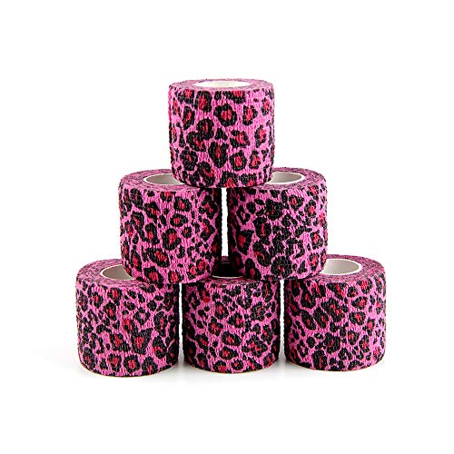 Pet First Aid Tape Waterproof Self Adherent Cohesive Bandage for Dogs Cats Horses Breathable Non-Woven Elastic Self Adhesive Sports Tapes (Leopard print) - color: Leopard print