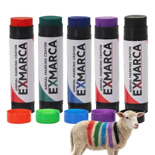 100g Livestock Marker Crayons 5Pcs for Cattle Sheep Pig, Multi-Color Farm Marking Tool Waterproof Weather Resistant Non-Toxic Farming Livestock Marking Accessories (Red Green Blue Purple Black) - color: Red Green Blue Purple Black