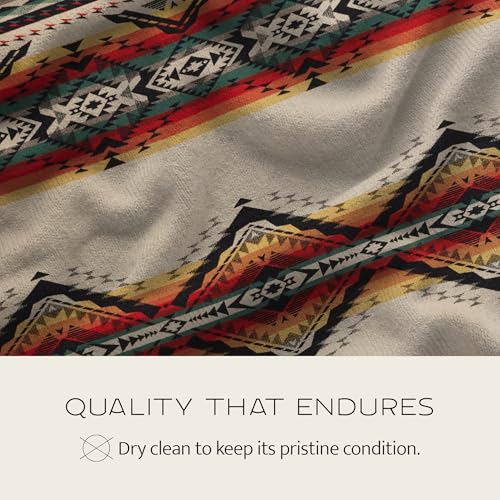 Pendleton Jacquard Unnapped Twin Blanket, 64 x 80 in, Heirloom Virgin Wool - color: Brave Star, size: Twin (64" x 80")