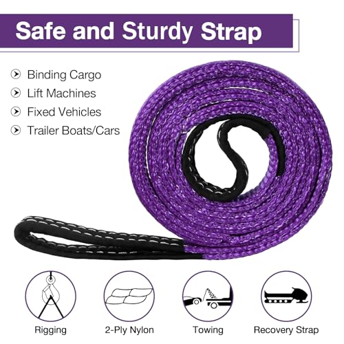 Lift Sling Straps,1" x 16' 2-Ply Heavy Duty Flat Eye Lift Sling | Twist Eye Polyester Lifting Sling Straps Nylon Tree Saver Recovery Strap Web Slings Rigging Moving Tow Hoisting Gear Strap - color: Purple, size: 1" x 16'