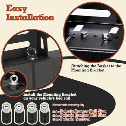 TOPOWN Heavy Duty UTV Overbed Cargo Rack with Adjustable Mounting Brackets