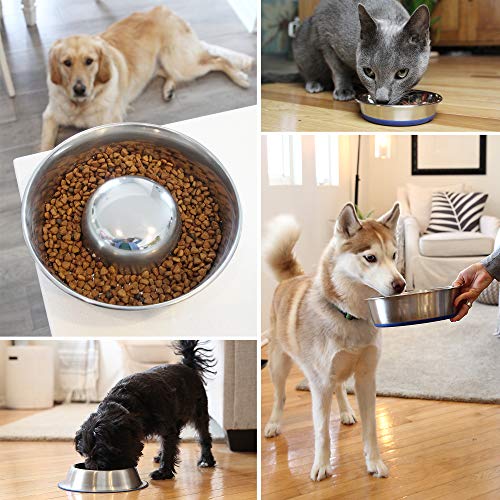 OurPets DuraPet Slow Feed Premium Stainless Steel Dog Bowl, Silver, Small (2040010300) - size: Small (2 Cups)