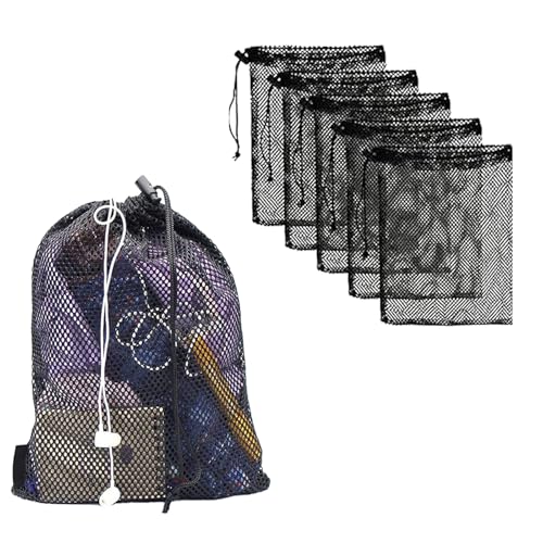 8PCS Mesh Bags Drawstring Bag Set - Nylon Mesh Drawstring Bags with Cord Lock Closure - Delicates Laundry Bag For Washing Machine - Small Gym Bag for Basketball, Volleyball, Football, Golf Stuff Balls