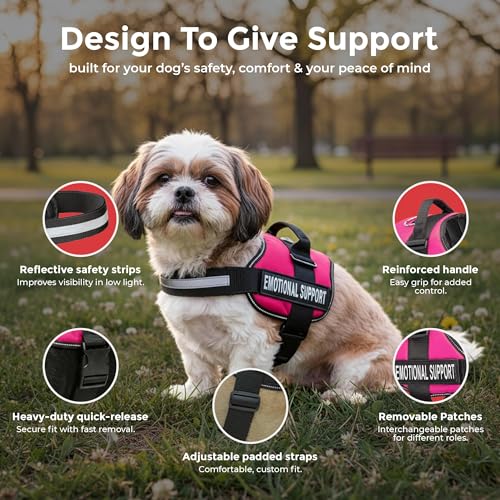 Industrial Puppy Emotional Support Vest Harness, Small 19.5-25, Pink - color: Hot Pink, size: Small, Fits Girth 19.5-25"