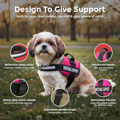 Industrial Puppy Emotional Support Vest Harness, Small 19.5-25, Pink - color: Hot Pink, size: Small, Fits Girth 19.5-25"