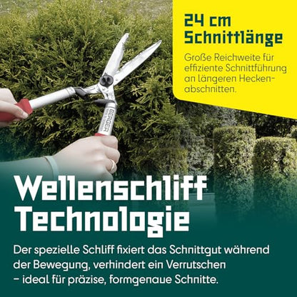 Berger hedge shear comfort 4595 with serrated blades and damper, length 57 cm - size: Heckenschere mit Wellenschliff 580mm