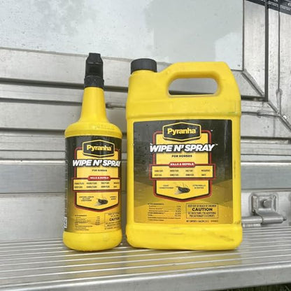 PYRANHA Wipe N' Spray for Horses - Oil-Based Long Lasting Fly Control Repels Horn, Deer, Horse, House, Stable, & Face Flies, Ticks, Mites, Mosquitoes, Gnats & Lice, 1 Gallon - size: 1 Gallon
