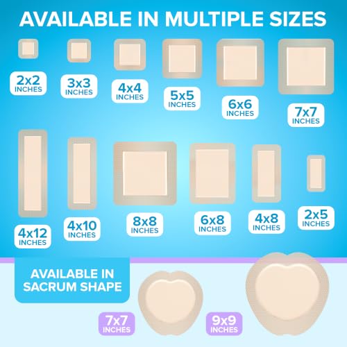 20Pcs Silicone Foam Dressing | 5x5 Bed Sore Bandages | Wound Care FSA&HSA - size: 5x5 20ct
