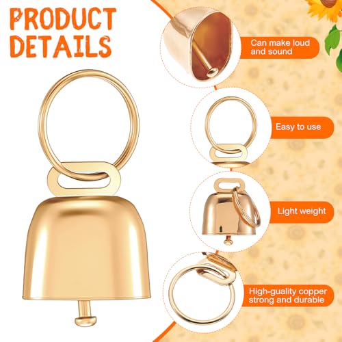 Talltalk 2 Pack Goat Collars with Bells Grazing Copper Bell and Adjustable Nylon Collar Set Loud Bronze Bell for Farm Sheep Cow Sheep Dog Accessories Goat Owner Gift(Sunflower)