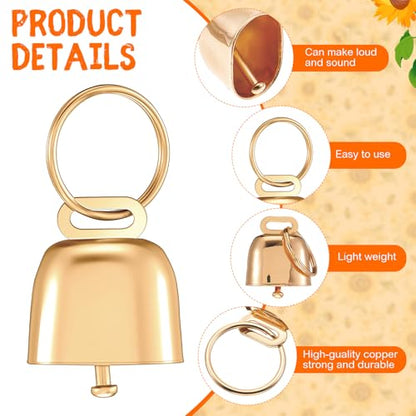 Talltalk 2 Pack Goat Collars with Bells Grazing Copper Bell and Adjustable Nylon Collar Set Loud Bronze Bell for Farm Sheep Cow Sheep Dog Accessories Goat Owner Gift(Sunflower)