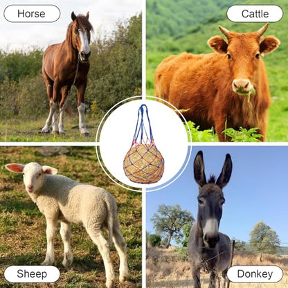 2 Pcs Slow Feed Hay Net for Horses, 34 Inch Hay Bags, Blue - size: Blue