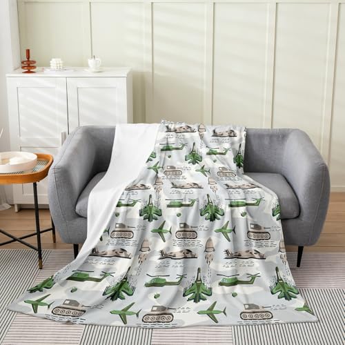Homewish Aircraft Flannel Blanket,Tank Airplane Fleece Blankets,Kids Boys Teens Men Army Grey Camouflage Fleece Blanket Military Theme Lover Office Chair Bedroom Decor,30"×40" - color: Aircraft Green, size: Baby