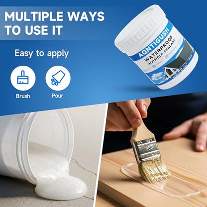 Transparent Waterproof Sealant 35oz, Clear Invisible Coating | 1KG Water-based acrylic sealer, Bonds to roofs, walls, bathrooms, concrete & wood, UV-resistant & flexible, Easy to apply - size: 35 oz