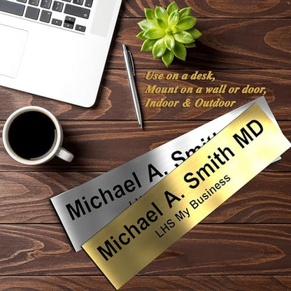 Custom Engraved Office Door Name Plate & Desk Signs, Purple, 2x4 - color: B13 - Purple & White Lettering, size: 2in x 4in (5.1cm x 10.1cm)