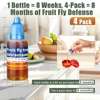 Fruit Fly Trap Refill Liquid, Gnat Killer&Fruit Fly Catcher Bait Refill, - color: Blue, size: 4