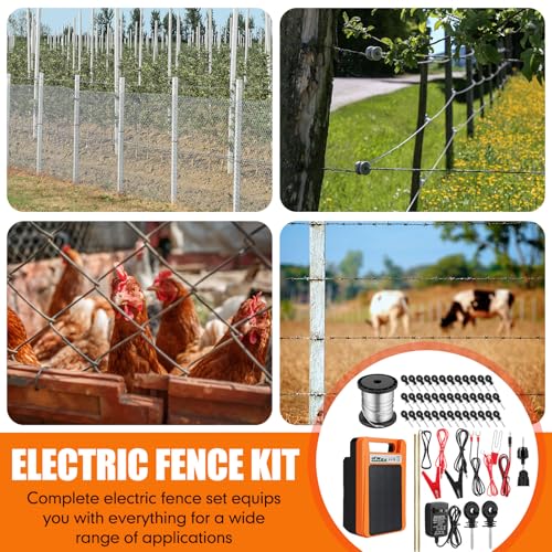 MorningRo 10 Miles Solar Electric Fence Charger Output 0.2J Portable Solar Fence Charger 24h Uninterrupted Protection with Rechargeable Powered Panel that can Work for Garden 14 Days Without Sunlight