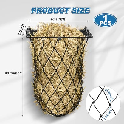 Yaocom 1 Set Black Wall Mount Hay Feeder for Horses Goats Heavy Duty Hay Rack with Net Slow Feeder Wall Mounted for Stall Barn, Easy to Install and Save Hays (Square) - color: Black