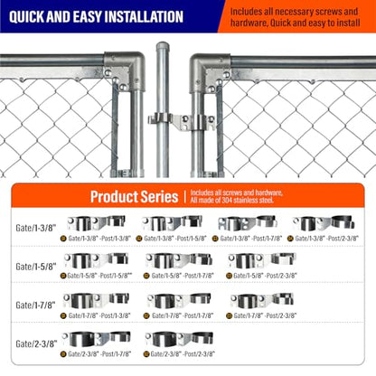 Heavy Duty Stainless Steel 1-3/8" x 1-3/8" Chain Link Fence Gate Fork Latch with Hole for Padlock（Fit 1 3/8" Gate Frame） 2Pack - size: 1-3/8''x1-3/8''-2P